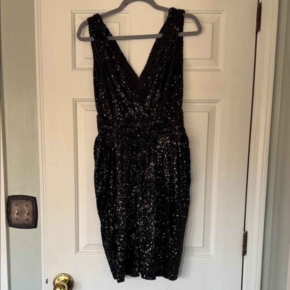 Badgley Mischka Black Sequin Mini Dress
